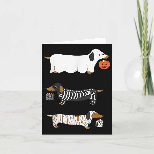 Funny Dachshund Ghost Halloween Soky Season Weenie Kort (Framsida)