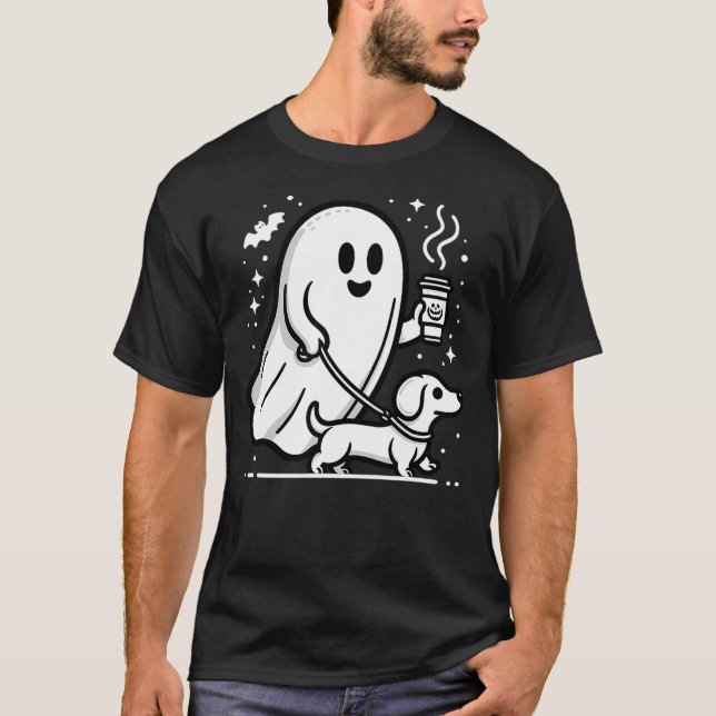 Funny Dachshund Ghost Halloween Spooky Season Ween T Shirt (Framsida)