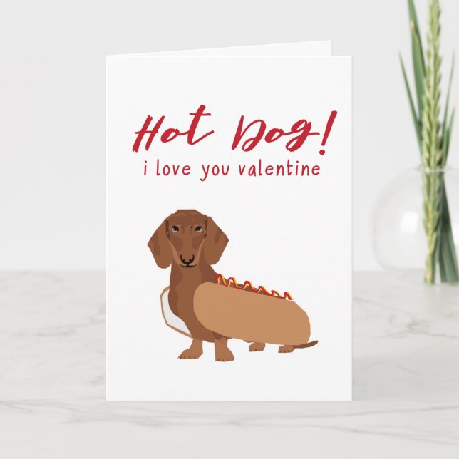 Funny Dachshund Hett Hund Valentines day-kort Helgkort (Framsida)