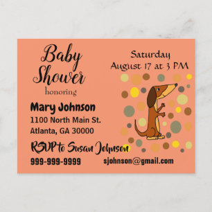 Funny Dachshund Hund Baby Shower Inbjudan Vykort