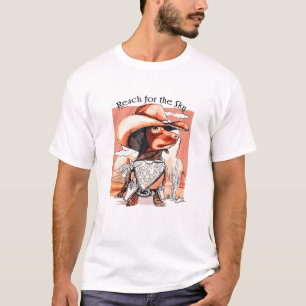Funny Dachshund Hund Cowboy Hat Reach Himlar Weste T Shirt