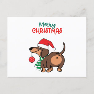 Funny Dachshund Hund Cute God jul Helg Vykort