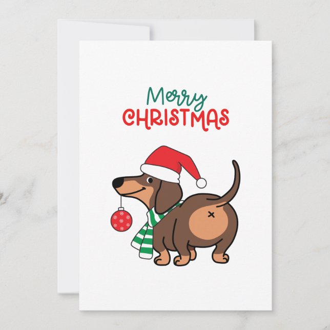 Funny Dachshund Hund Cute God jul Julkort (Framsida)