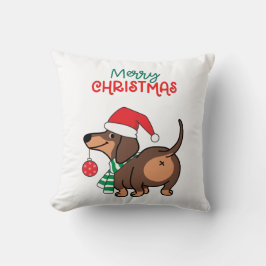 Funny Dachshund Hund Cute God jul Kudde
