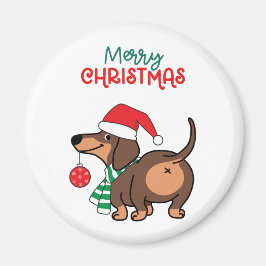 Funny Dachshund Hund Cute God jul Magnet