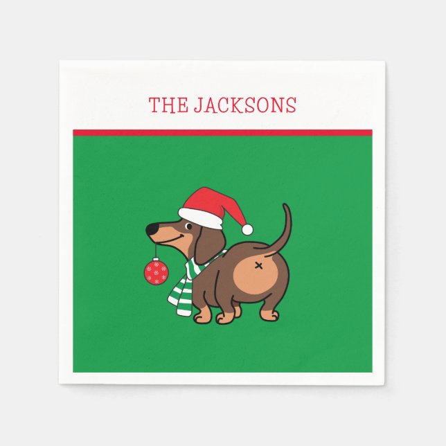 Funny Dachshund Hund Cute God jul Pappersservett (Framsidan)