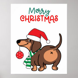 Funny Dachshund Hund Cute God jul Poster