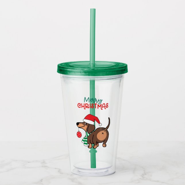 Funny Dachshund Hund Cute God jul Take Away Mugg (Framsida)