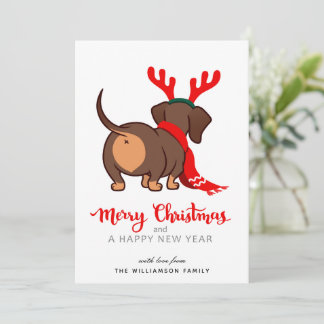 Funny Dachshund Hund God jul Card Julkort