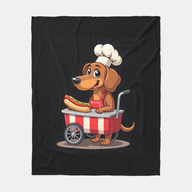 Funny Dachshund Hund Hotdog Sandwich Weenie Sause Fleecefilt (Framsidan)