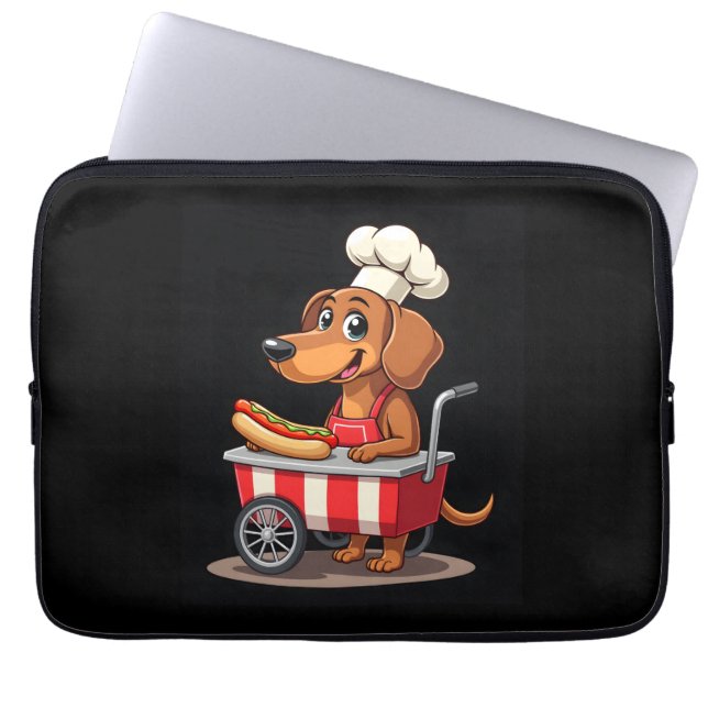 Funny Dachshund Hund Hotdog Sandwich Weenie Sause Laptop Fodral (Framsidan)