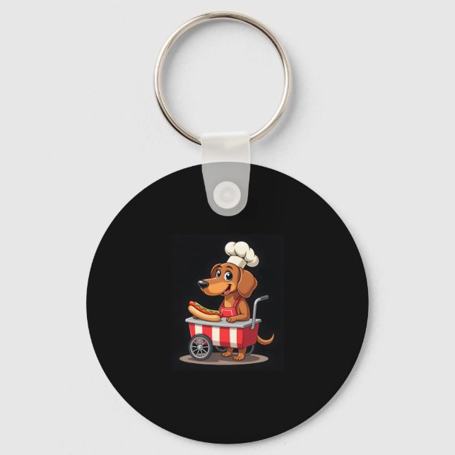 Funny Dachshund Hund Hotdog Sandwich Weenie Sause Nyckelring (Framsida)