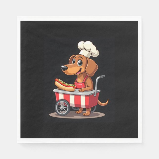 Funny Dachshund Hund Hotdog Sandwich Weenie Sause Pappersservett (Framsidan)