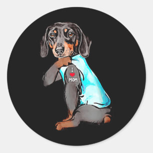 Funny Dachshund Hund Tattoo I Kärlek Mamma Dogmamm Runt Klistermärke