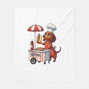 Funny Dachshund Hund Weenie Sause Hotdog Sandwich Fleecefilt