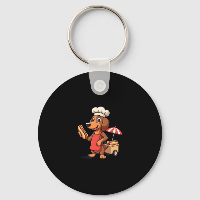 Funny Dachshund Hund Weenie Sause Hotdog Sandwich Nyckelring (Framsida)