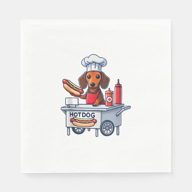 Funny Dachshund Hund Weenie Sause Hotdog Sandwich Pappersservett (Framsidan)