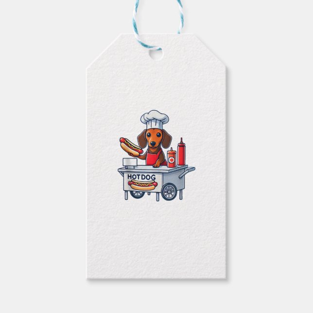 Funny Dachshund Hund Weenie Sause Hotdog Sandwich Presentetikett (Framsidan)