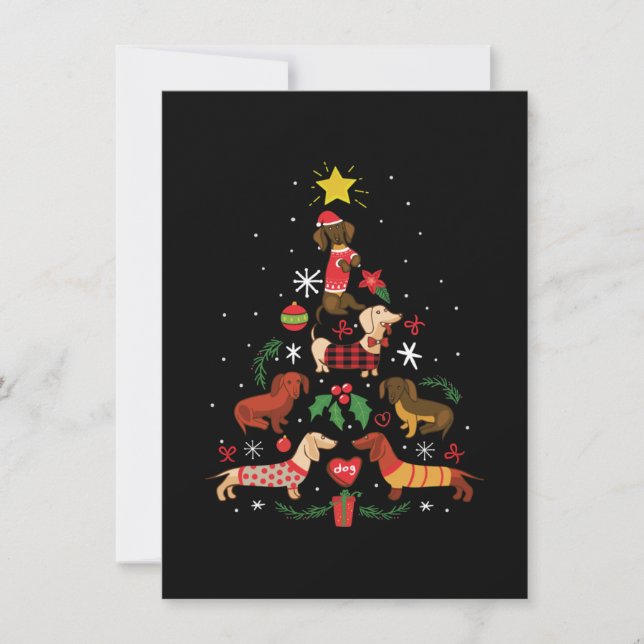 Funny Dachshund Julgran Tack Kort (Framsida)