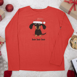 Funny Dachshund Jultomten Helgdag Wiener Hund T Shirt