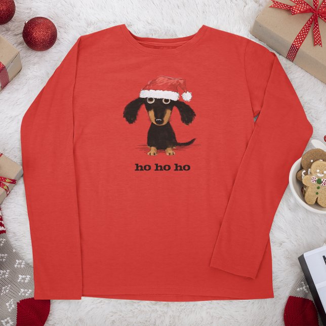 Funny Dachshund Jultomten Helgdag Wiener Hund T Shirt (Skapare uppladdad)