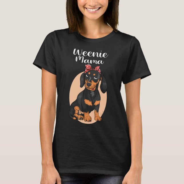 Funny Dachshund Mamma Weenie Mamma för Hund älskar T Shirt (Framsida)