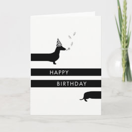 Funny Dachshund med party hat Grattis på födelseda Kort