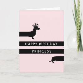 Funny Dachshund med princess krona Grattis på föde Kort