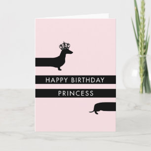 Funny Dachshund med princess krona Grattis på föde Kort
