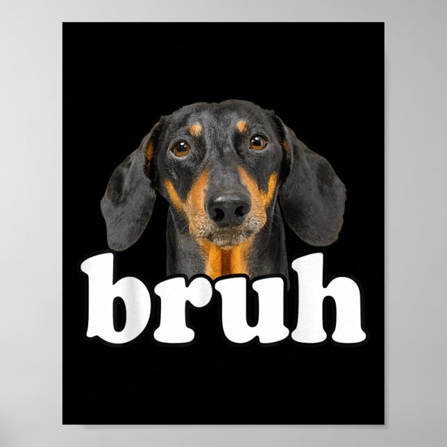 Funny Dachshund Meme som säger Bruh Rolig hund Sar Poster (Framsidan)