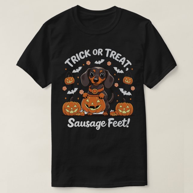 Funny Dachshund Pumpkin Halloween Costume Tee (Design framsida)