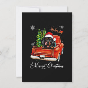 Funny Dachshund Ride Red Lastbil God jul Paj Inbjudningar