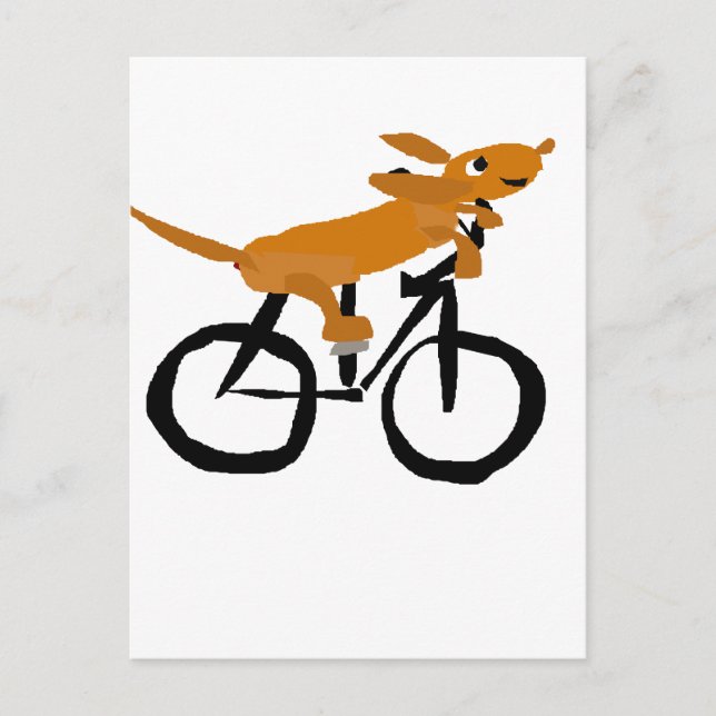 Funny Dachshund Riding Bicycle Vykort (Framsida)