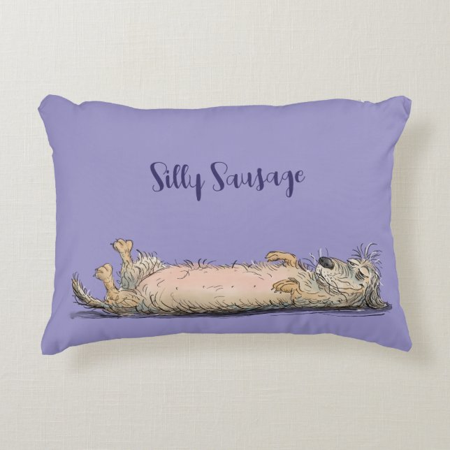 Funny Dachshund Sausage Dog Pillow Prydnadskudde (Framsidan)