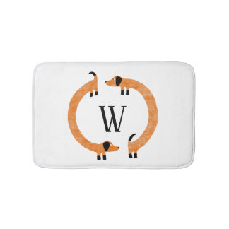 Funny Dachshund Sause Hund Monogram Badrumsmatta