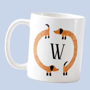 Funny Dachshund Sause Hund Monogram Kaffemugg