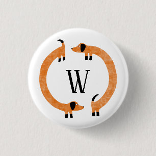 Funny Dachshund Sause Hund Monogram Knapp