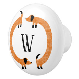 Funny Dachshund Sause Hund Monogram Knopp