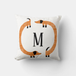 Funny Dachshund Sause Hund Monogram Kudde