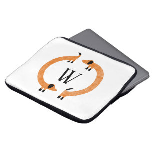 Funny Dachshund Sause Hund Monogram Laptop Fodral