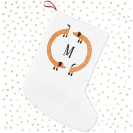 Funny Dachshund Sause Hund Monogram Liten Julstrumpa
