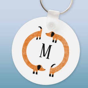 Funny Dachshund Sause Hund Monogram Nyckelring