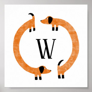Funny Dachshund Sause Hund Monogram Poster