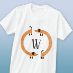 Funny Dachshund Sause Hund Monogram T Shirt<br><div class="desc">Cute och lustig dachshund,  korv hundar eller hundar i evigt rörelse. Anpassa genom att ändra eller ta bort den ursprungliga versionen.</div>