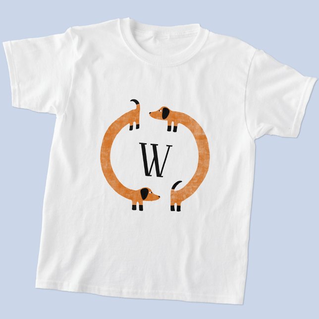 Funny Dachshund Sause Hund Monogram T Shirt (Fun Dachshund Wiener Sausage Dog monogram initial personalized t-shirt)