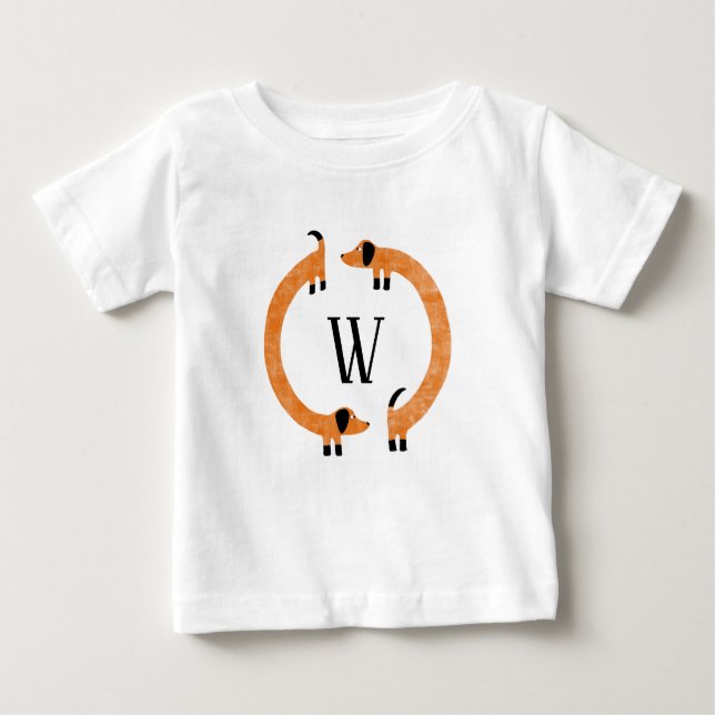 Funny Dachshund Sause Hund Monogram T Shirt (Framsida)