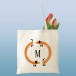 Funny Dachshund Sause Hund Monogram Tygkasse<br><div class="desc">Cute och lustig dachshund,  korv hundar eller wiener hundar i evigt rörelse.
Anpassa genom att ändra eller ta bort den ursprungliga versionen.</div>