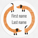 Funny Dachshund Sause Hund Namn<br><div class="desc">Cute och lustig dachshund,  korv hundar eller hundar i evigt rörelse. Anpassa genom att ändra eller ta bort namn.</div>