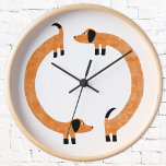 Funny Dachshund Sause Hund Rund Klocka<br><div class="desc">Cute och lustig dachshund,  korv hundar eller hundar i evigt rörelse.</div>