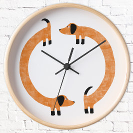 Funny Dachshund Sause Hund Rund Klocka